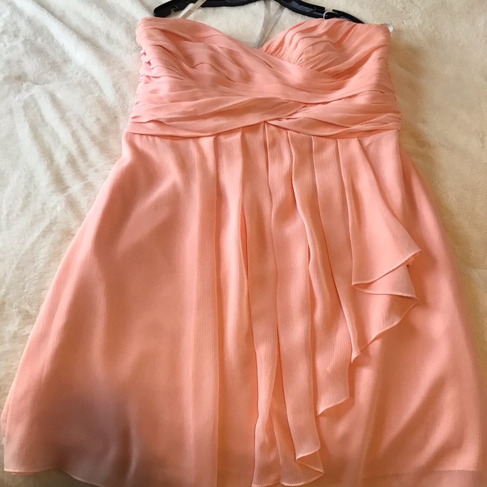 Peach Chiffon Assymetrical Knee Height Dress